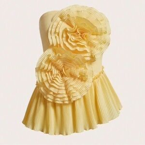 Yellow Strapless Top